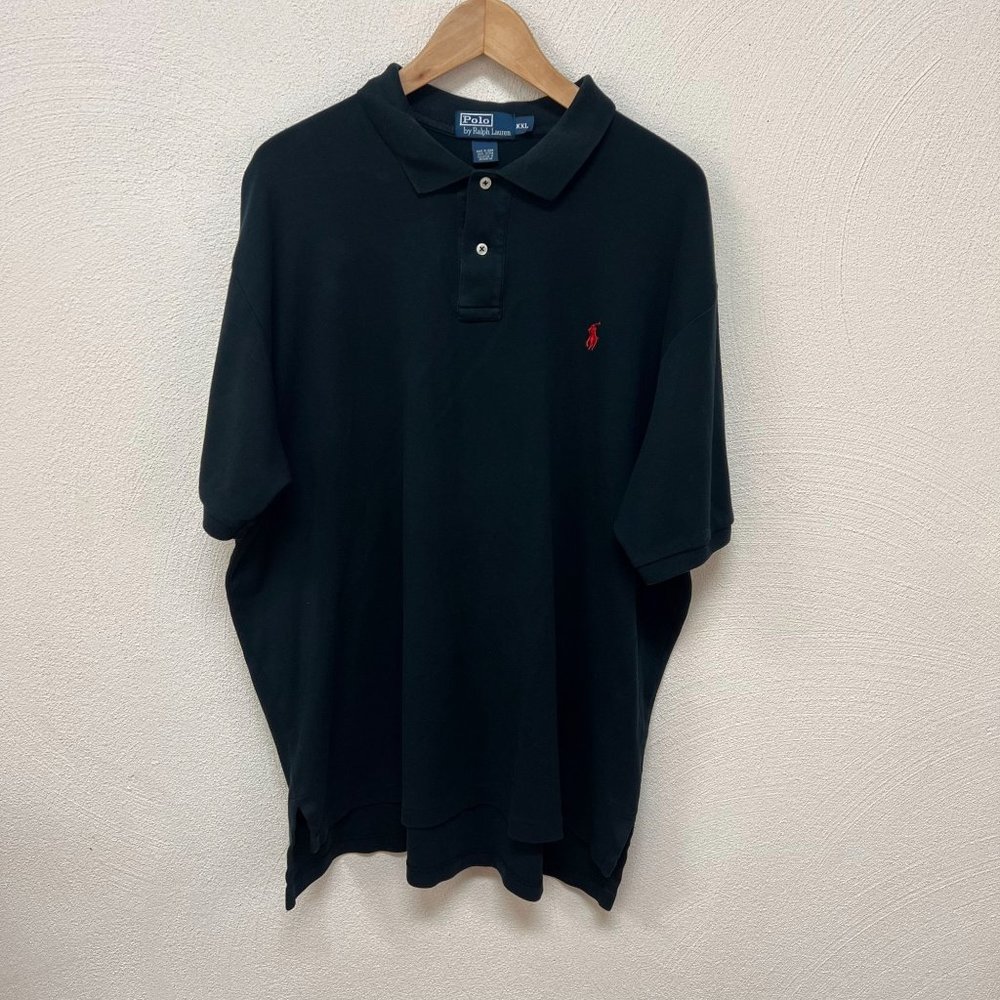 Polo by Ralph Lauren Knit Polo Shirt Cotton Red Pony Short Sleeve Black Size XXL